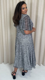 CurveWow Mesh Angel Sleeve Dress Irregular Spot