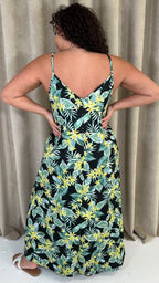 CurveWow Printed Tie Front Maxi Dress Green Floral