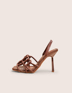 Rayne Chocolate Knotted Upper Slingback Square Toe Heels