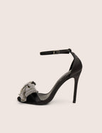 Vermillion Black Bow Detail Round Toe Stiletto Heels