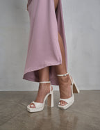 Resist Cream Pu Peep Toe Barley There Platform Heels