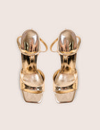 Resist Gold Peep Toe Barely There Platform Heels