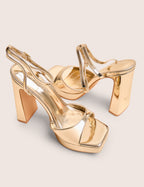 Resist Gold Peep Toe Barely There Platform Heels