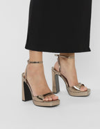 Resist Pewter Metallic Peep Toe Barley There Platform Heels