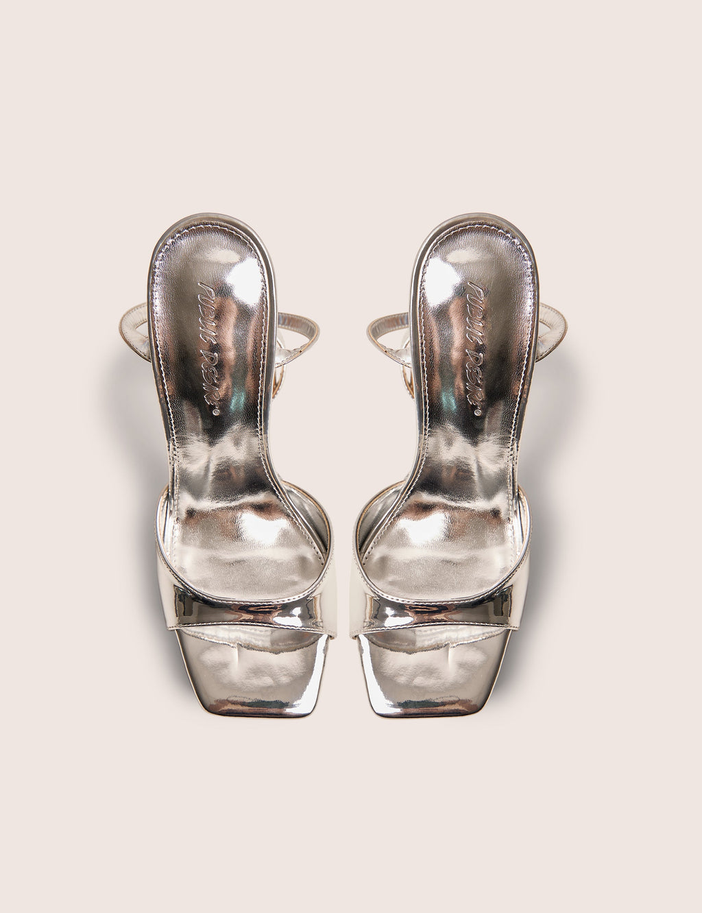 Resist Silver Mirror Peep Toe Barely There Platform Heels