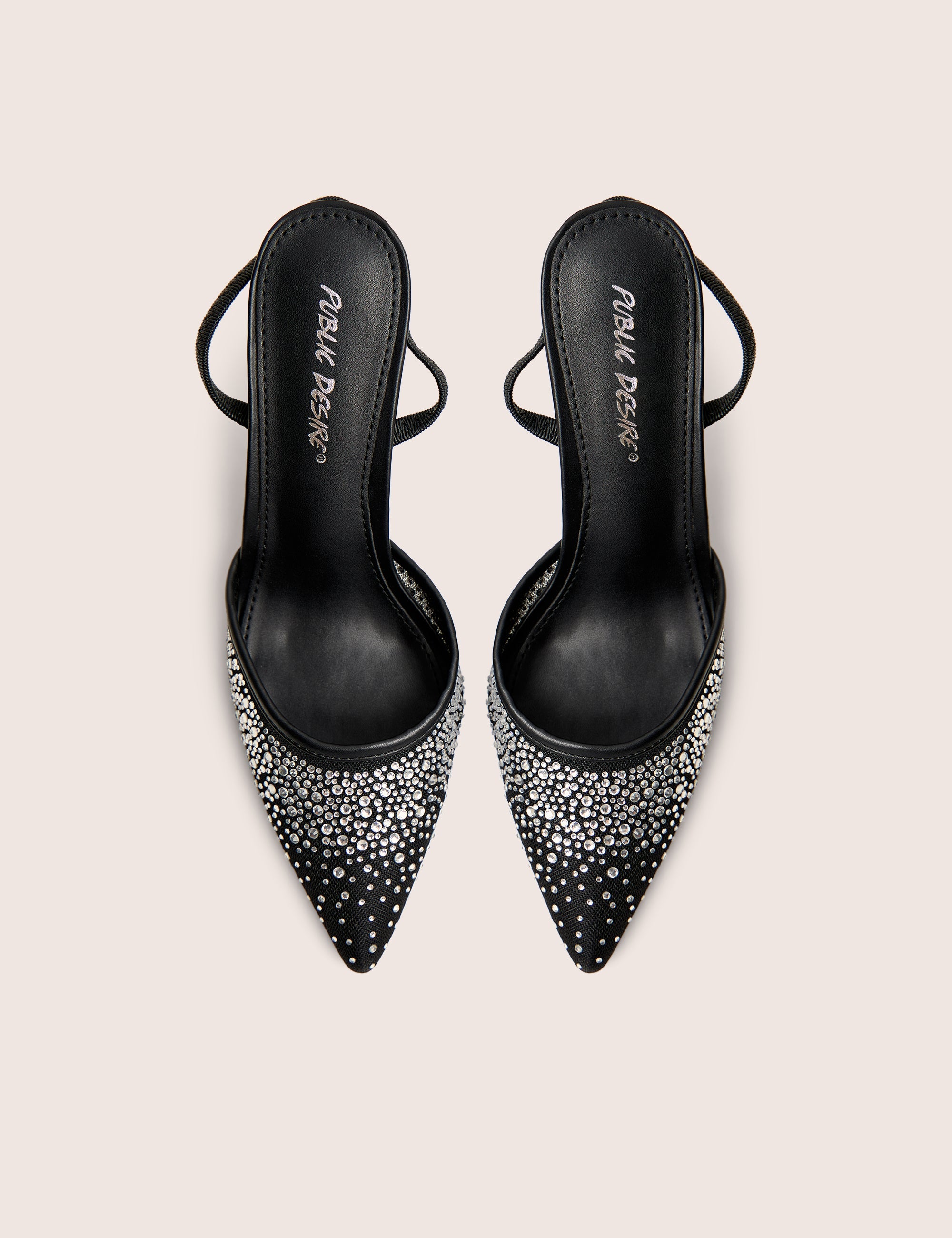 Rochie Black Mesh Embellished Sling Back Court Heels