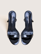 Soho Black Patent Barely There Strappy Stiletto Heels