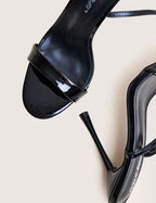 Soho Black Patent Barely There Strappy Stiletto Heels