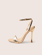 Soho Gold Metallic Barely There Strappy Stiletto Heels