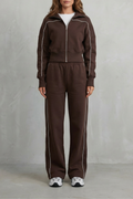Savina – Urban Edge Piped Zip Jacket & Wide-Leg Pants Set