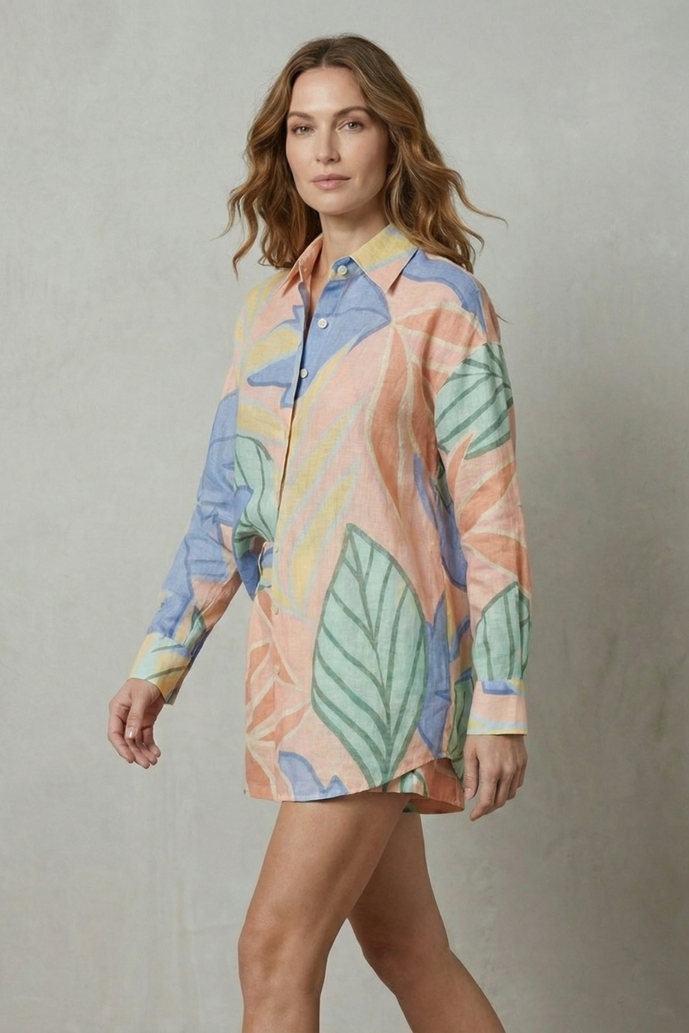 Solmara – Tropical leaf print – Shirt and short set