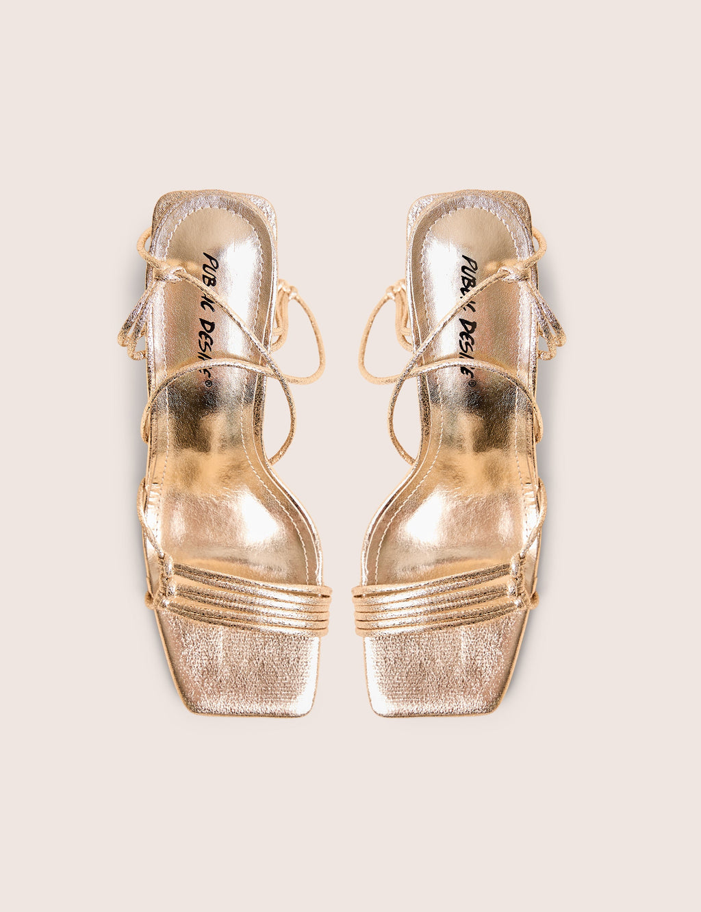 Taryn Gold Knotted Upper Block Heel Sandals
