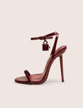 Ti Amo Burgundy Wide Fit Padlock Detail Barely Heels