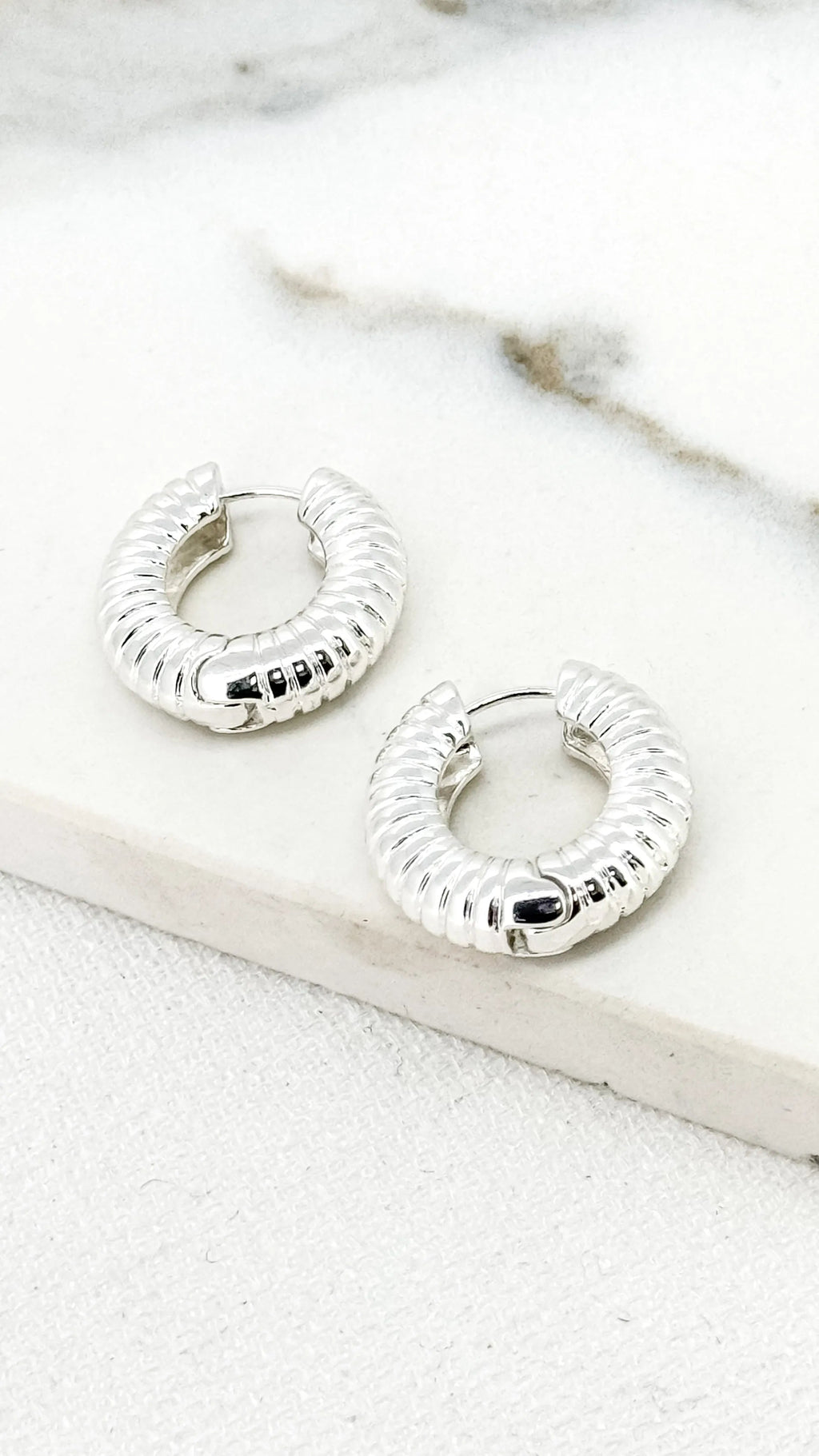 Gold Ribbed Chunky Hoops