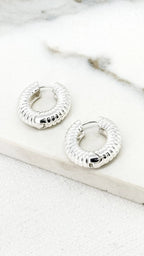 Gold Ribbed Chunky Hoops