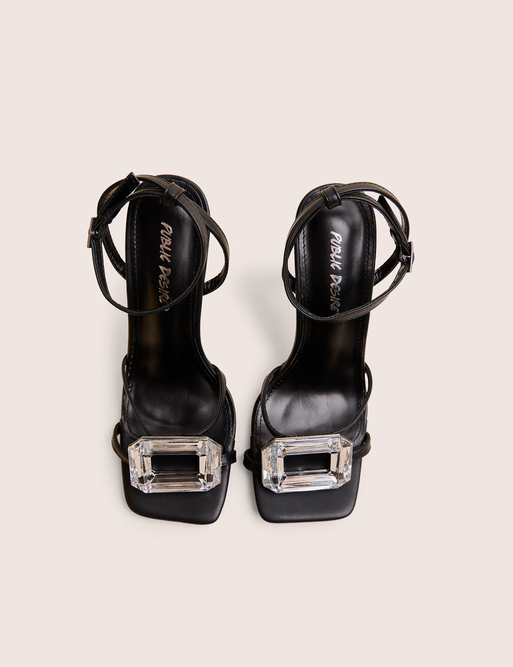 Vela Black Jewel Detail High Heel