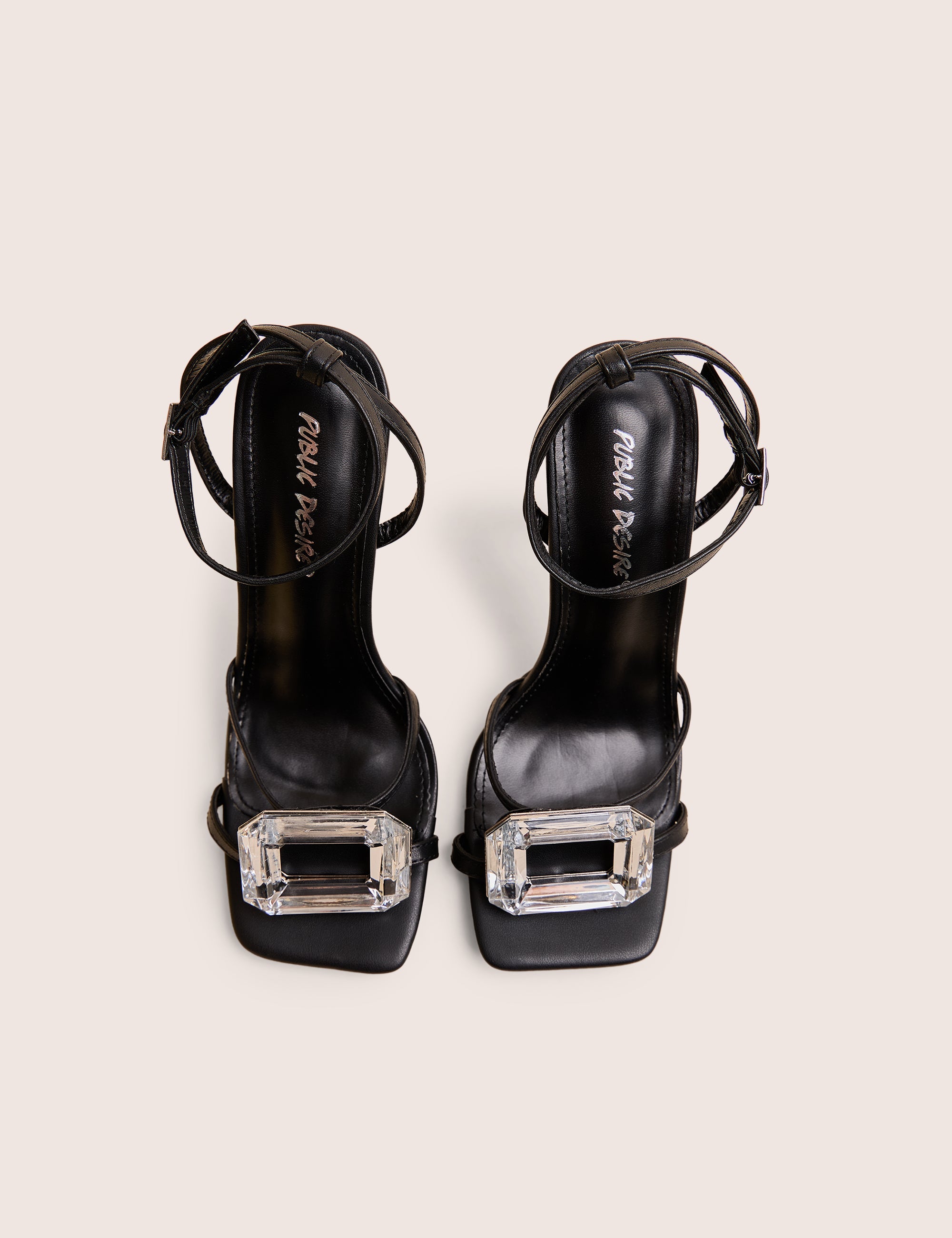 Vela Black Jewel Detail High Heel