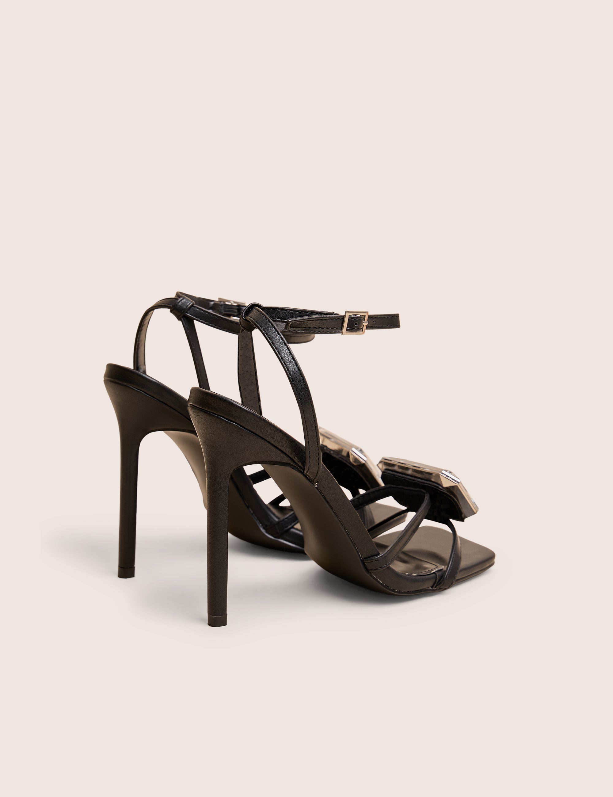 Vela Black Jewel Detail High Heel