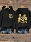 Women'S Casual Trust God's Plan Christian Print Hoodie