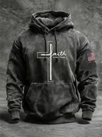 Men's Casual Retro Print Long Sleeve Hooded Sweatshirt
