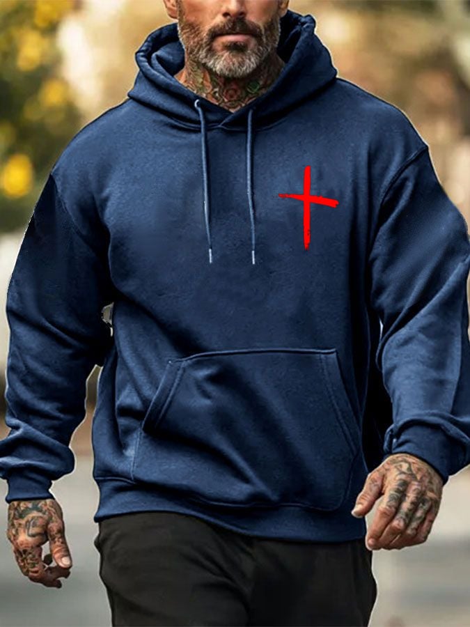 Men's Walk With God Printed Casual Hoodie