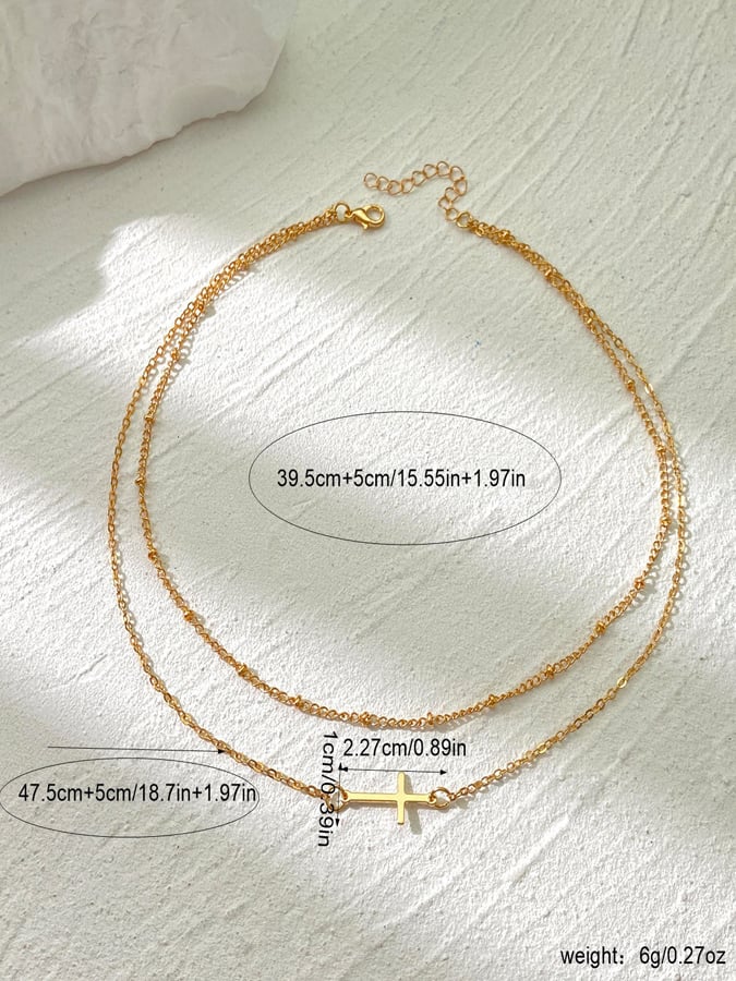 Women's  Double Vintage Fashion Alloy Cross Necklace