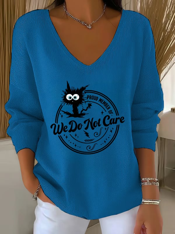 V-Neck Retro Funny Proud Member Of  Club Menopause Perimenopause Print Knitted Tops