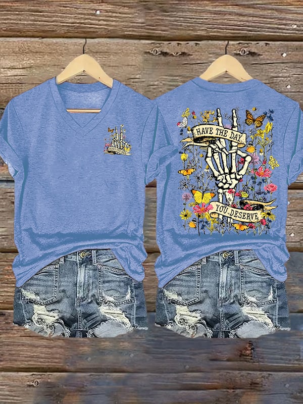 🔥Buy 3 Get 15% Off🔥Women's  Flower skull hand gesture Of WDNC Club We Do Not Care Menopause Perimenopause Print T-Shirt