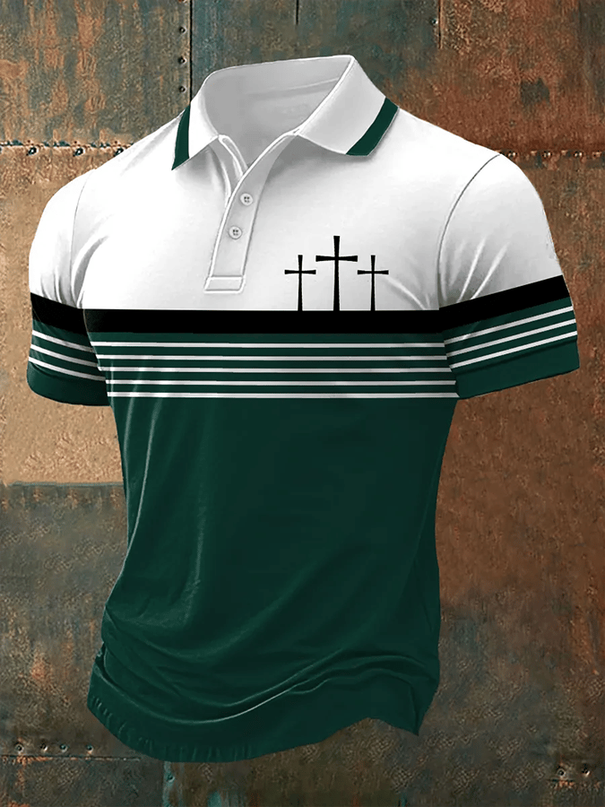 Men's Retro Faith  Casual Printed Polo Shirt
