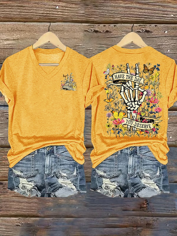 🔥Buy 3 Get 15% Off🔥Women's  Flower skull hand gesture Of WDNC Club We Do Not Care Menopause Perimenopause Print T-Shirt