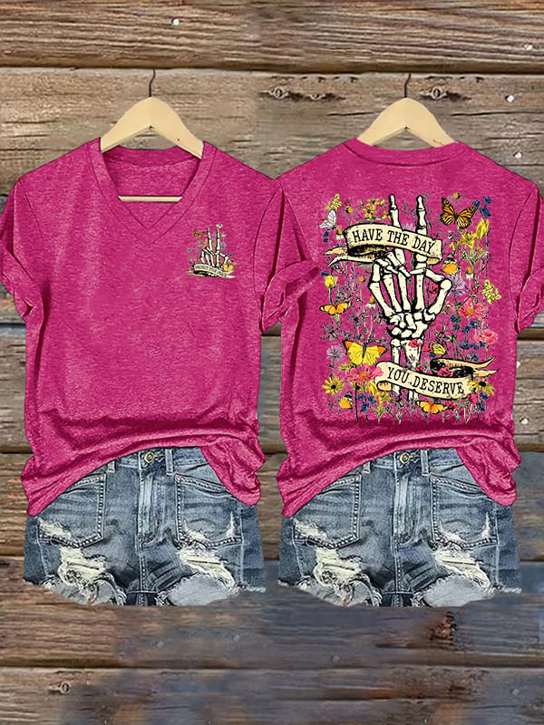 🔥Buy 3 Get 15% Off🔥Women's  Flower skull hand gesture Of WDNC Club We Do Not Care Menopause Perimenopause Print T-Shirt