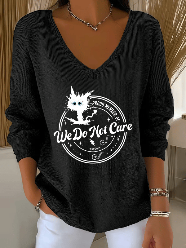 V-Neck Retro Funny Proud Member Of  Club Menopause Perimenopause Print Knitted Tops