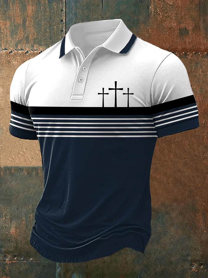 Men's Retro Faith  Casual Printed Polo Shirt
