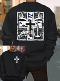 Men's Retro Faith Fishing Hunting Print Sweatshirt