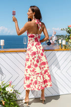 Golden Haze Floral Midi Dress