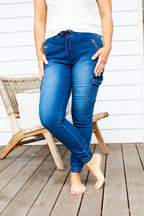 Florence Denim Joggers in Dark Blue