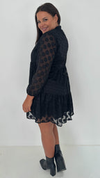 CurveWow Pussybow Spot Dress Black