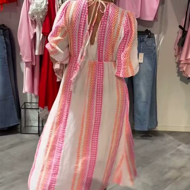 Women's V-Neck Printed Dress